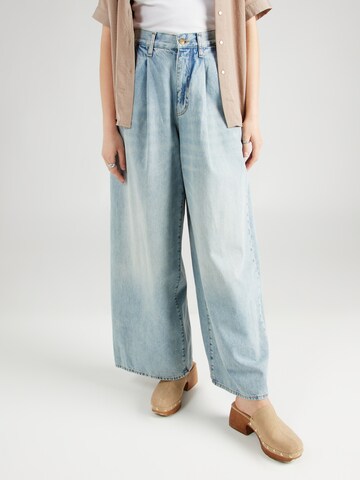 ARMANI EXCHANGE Wide leg Bandplooi jeans in Blauw: voorkant