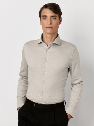 DESOTO Slim Fit Jerseyhemd in Beige: Vorderseite