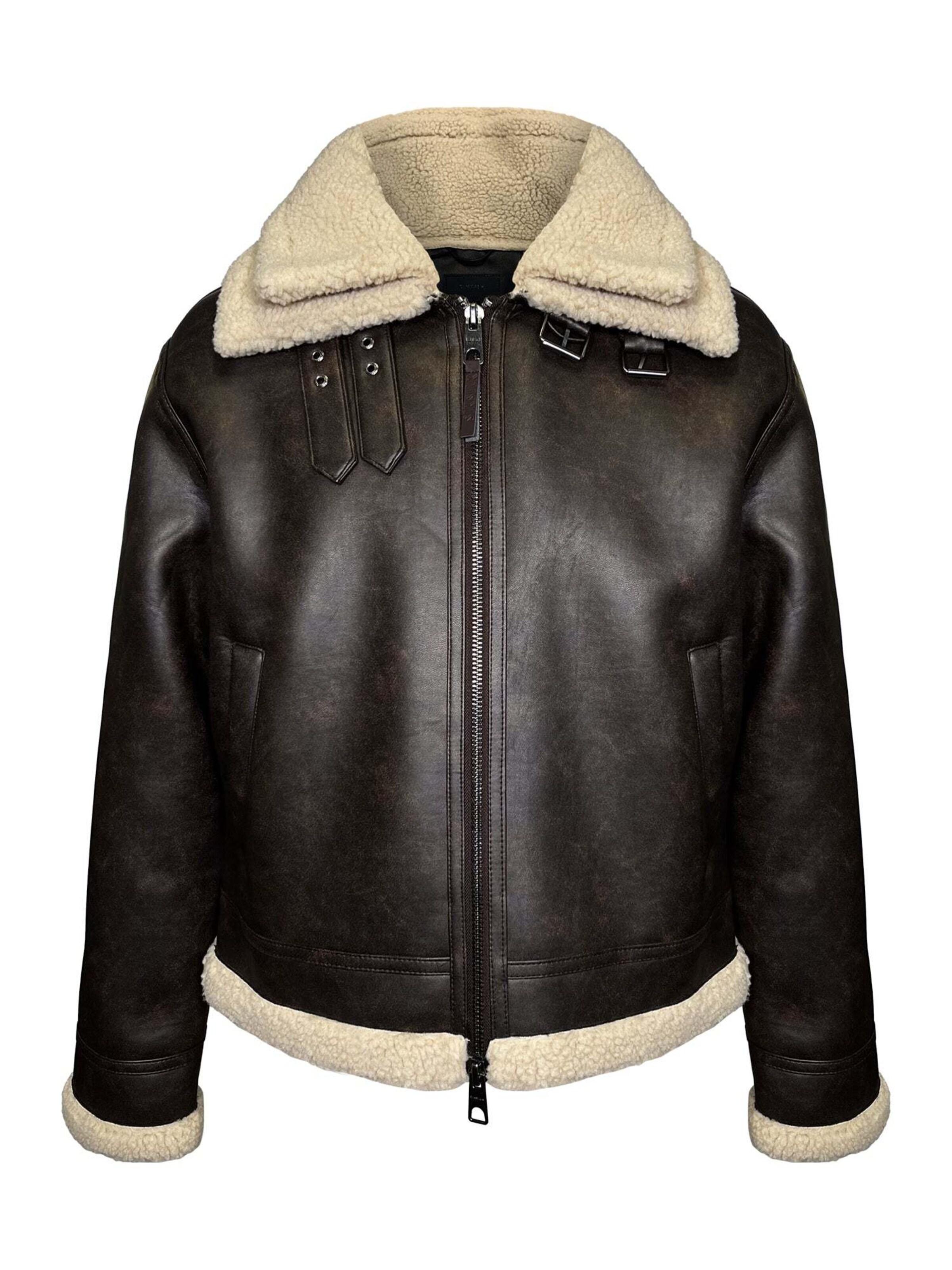 SikSilk Winter Jacket 'Aviator Jacket' in Brown