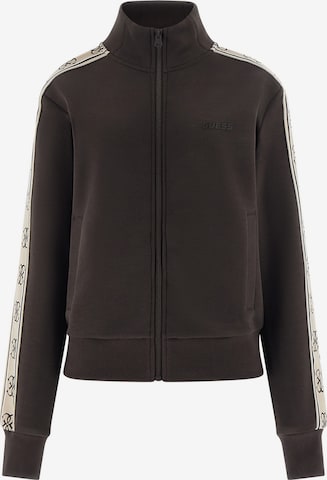 GUESS Sportief sweatvest 'BRITNEY' in Bruin: voorkant