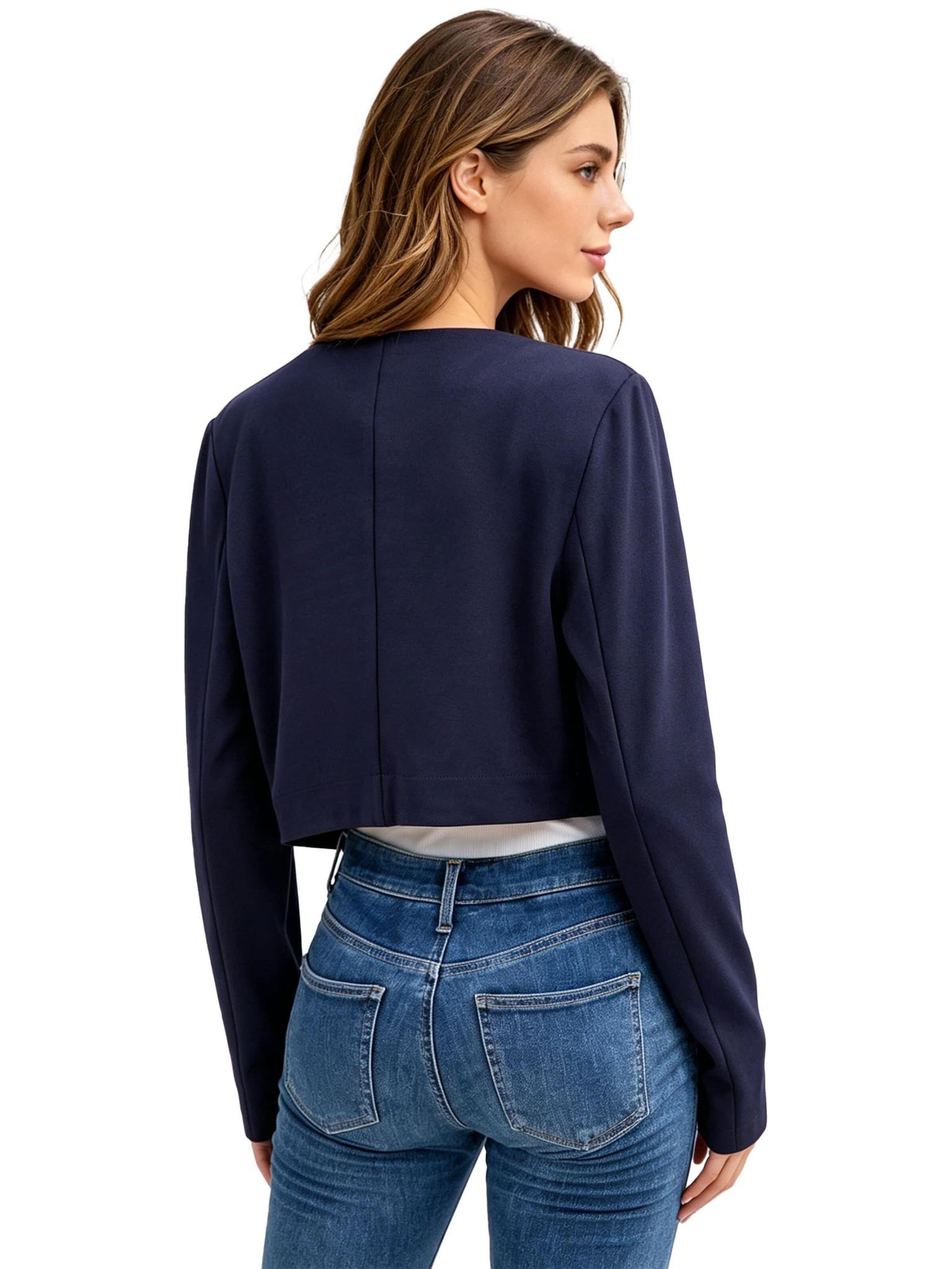 KoJooin Marynarka 'Bolero Strickjacke für Damen,langärmelig,vorne offen, leicht, kurz geschnitten,Arbeitsoberteil' w kolorze niebieski