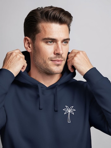 Neverless Sweatshirt 'Palme Polygon' in Blau