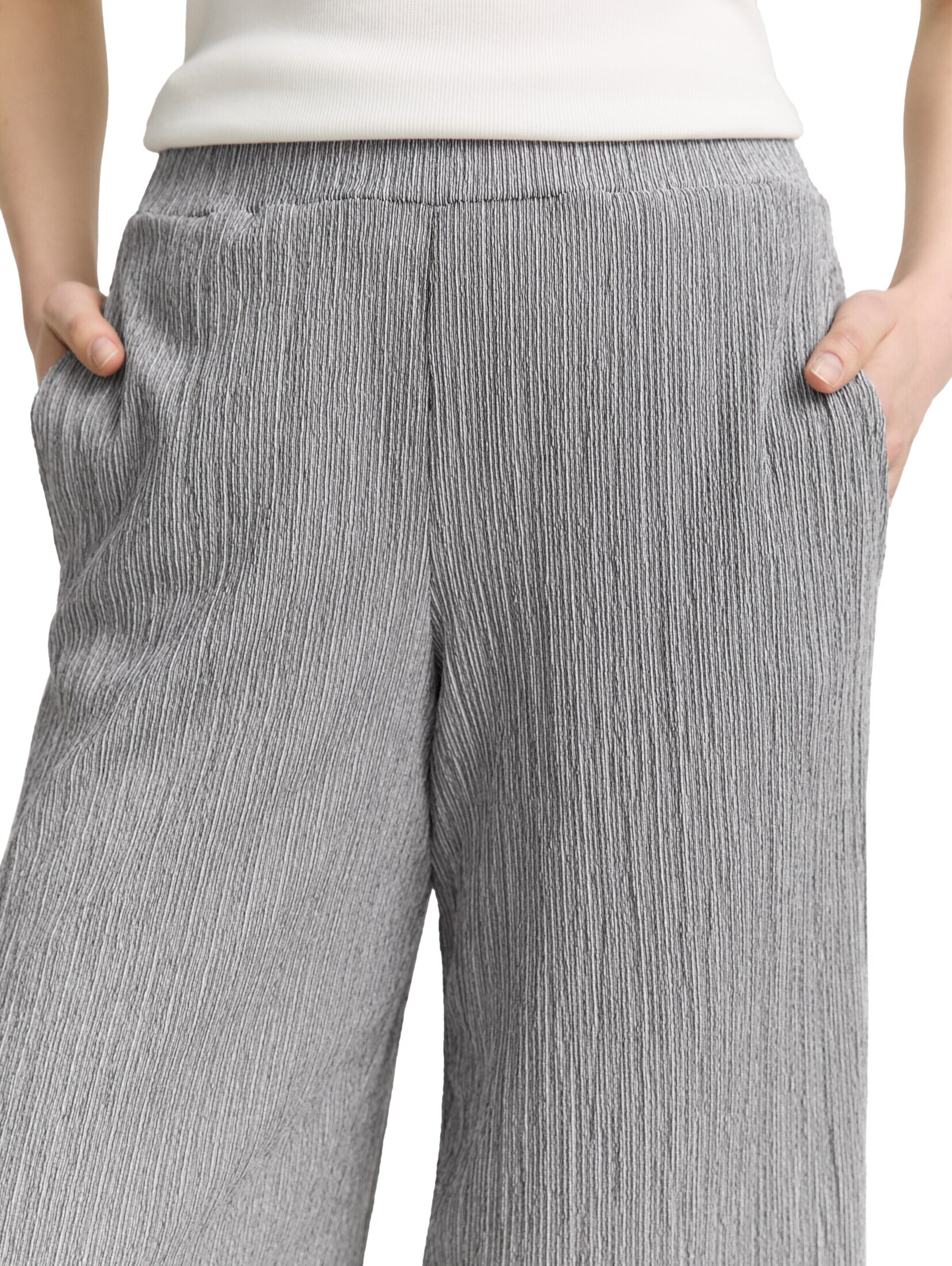 TOM TAILOR Wide leg Broek in Zwart