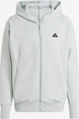 ADIDAS SPORTSWEAR Athletic Zip-Up Hoodie 'Z.N.E. Premium' in Grey: front