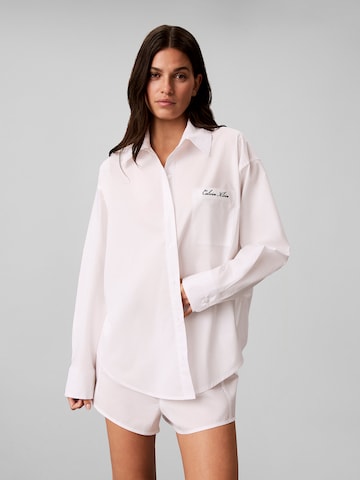 Calvin Klein Slaapshirt in Wit: voorkant