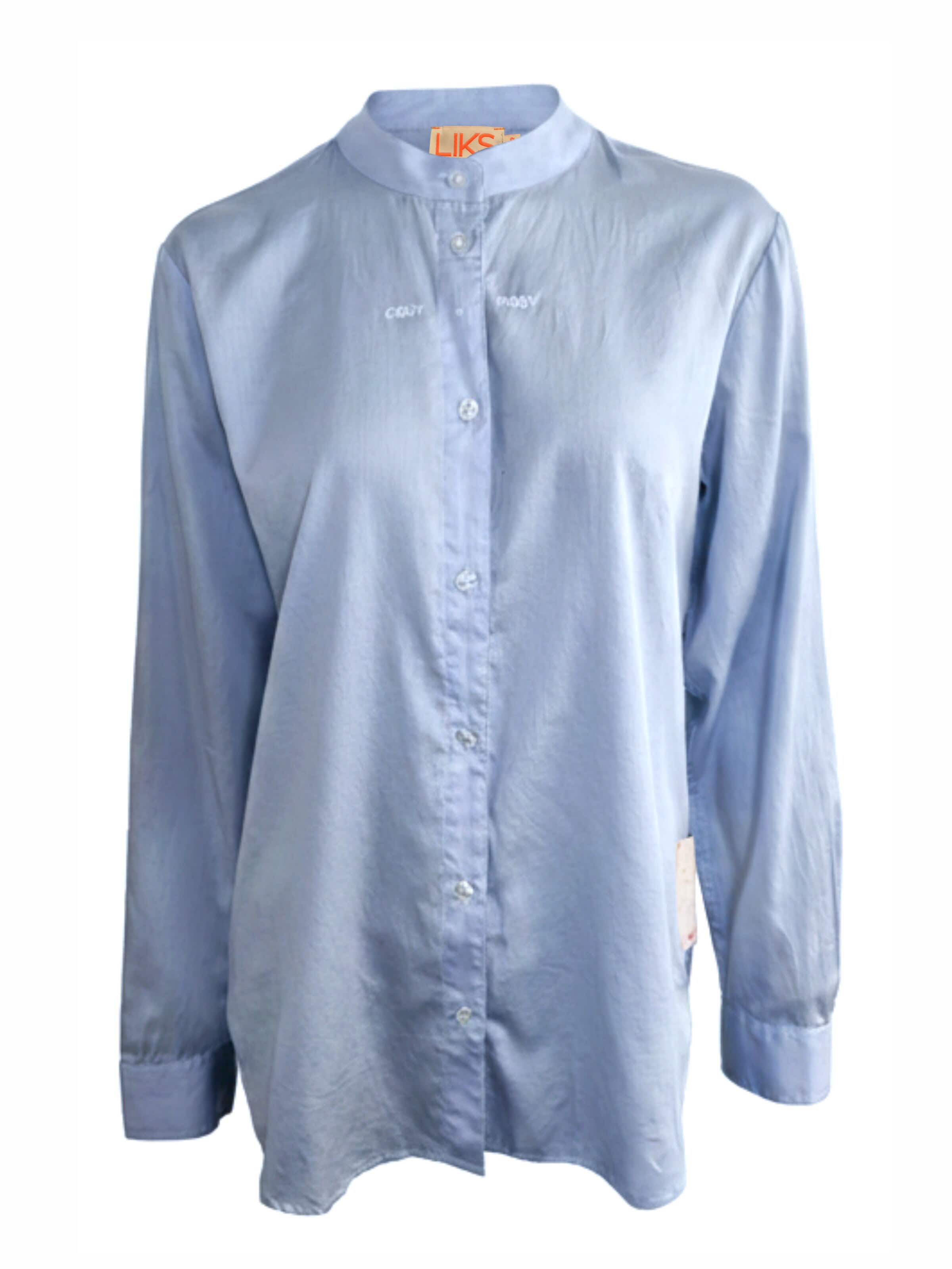 Camicia da donna 'Bluse Herzblumen Patch an Ärmel - GweniC' di LIKS. Munich in blu: frontale