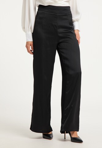 usha BLACK LABEL Wide leg Broek in Zwart: voorkant