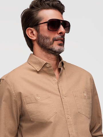 Ombre Comfort fit Button Up Shirt in Brown