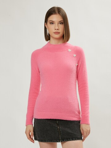 Pull-over Influencer en rose : devant