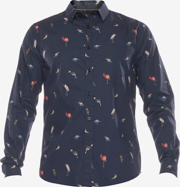 Le Temps Des Cerises Regular fit Button Up Shirt in Blue: front