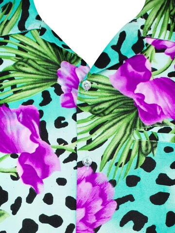 King Kameha Shirt 'Leopard Flowers' in Blue