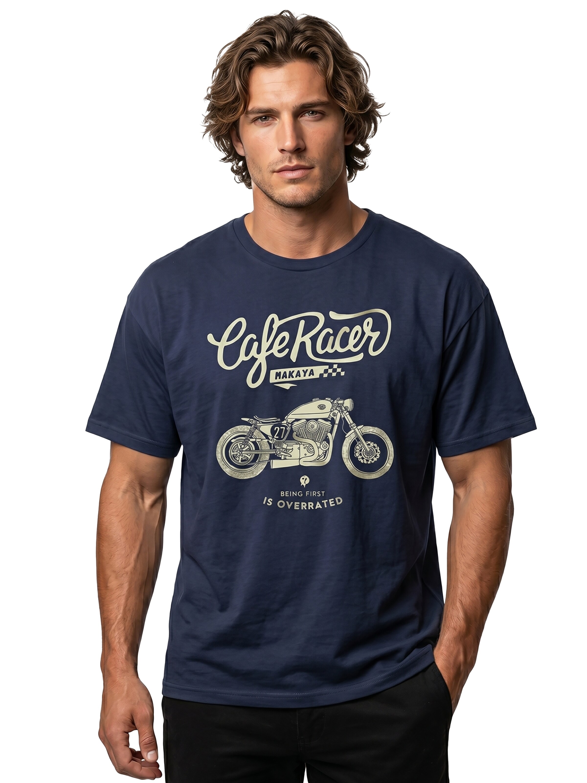 MAKAYA Shirt 'Being first' in Blue: front