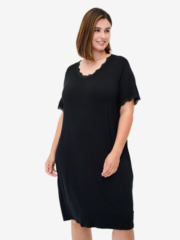 Chemise de nuit 'Delicate' Zizzi en noir : devant