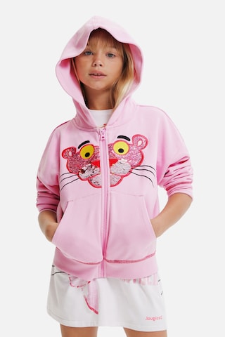 Desigual Zip-Up Hoodie in Pink: front