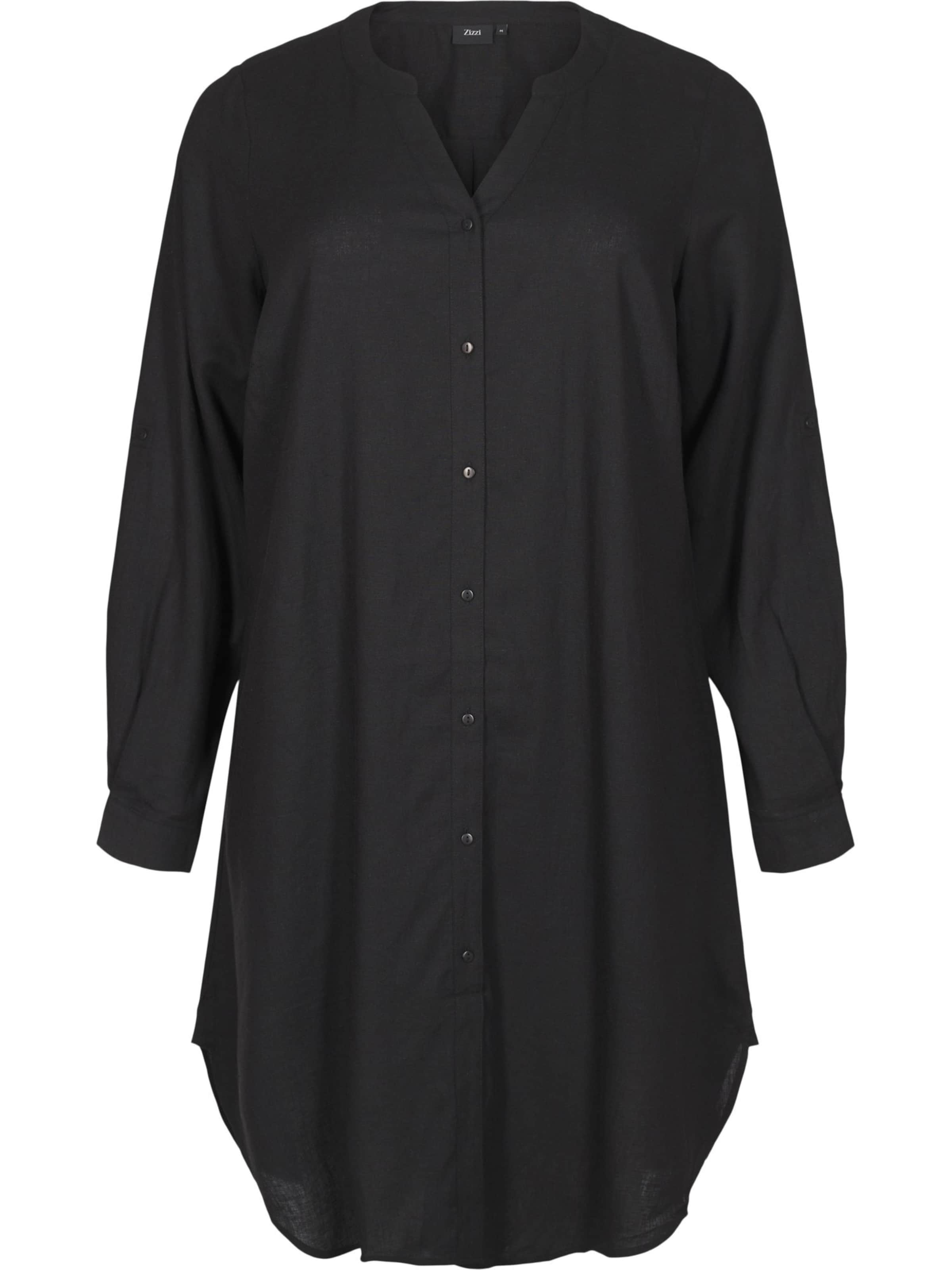 ZizziKošulja haljina 'Lina' - crna boja: prednji dio
