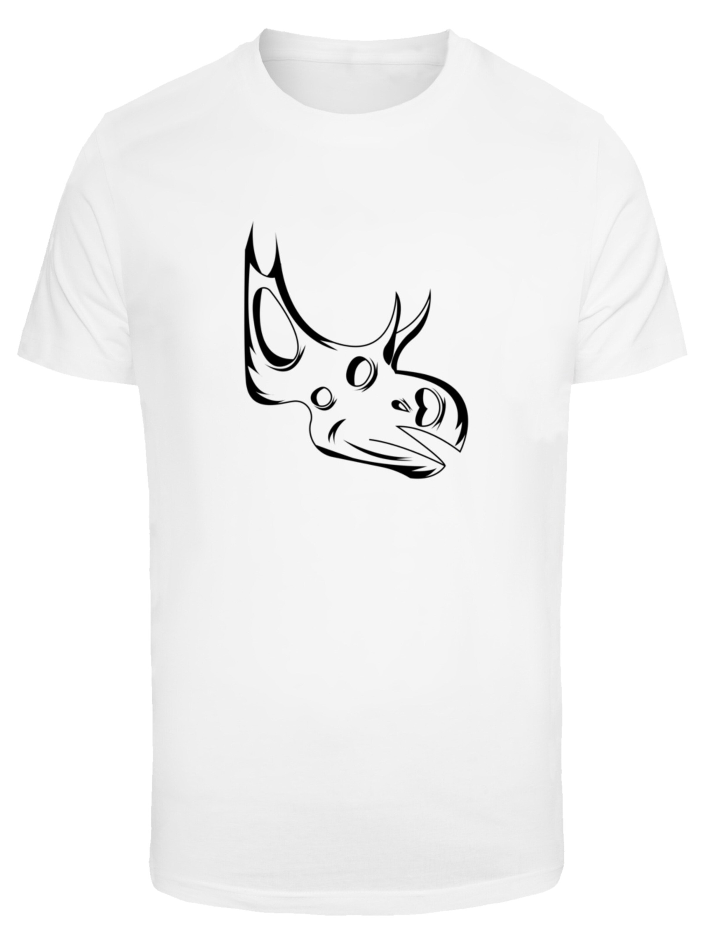 F4NT4STIC Shirt 'Dinosaurier Sinoceratops Skull' in Wit: voorkant