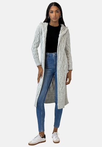 Elara Knitted Coat in Grey: front