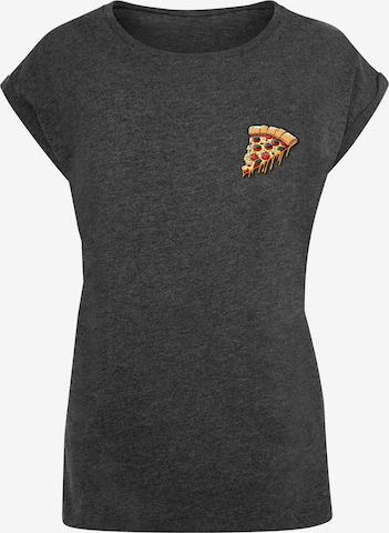 Merchcode T-Shirt 'Pizza Comic' in Grau: predná strana