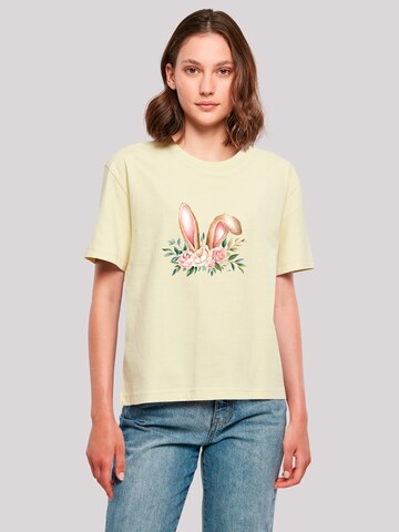 F4NT4STIC Shirt 'Blumen Osterhasen Ohren Dekor' in Yellow: front