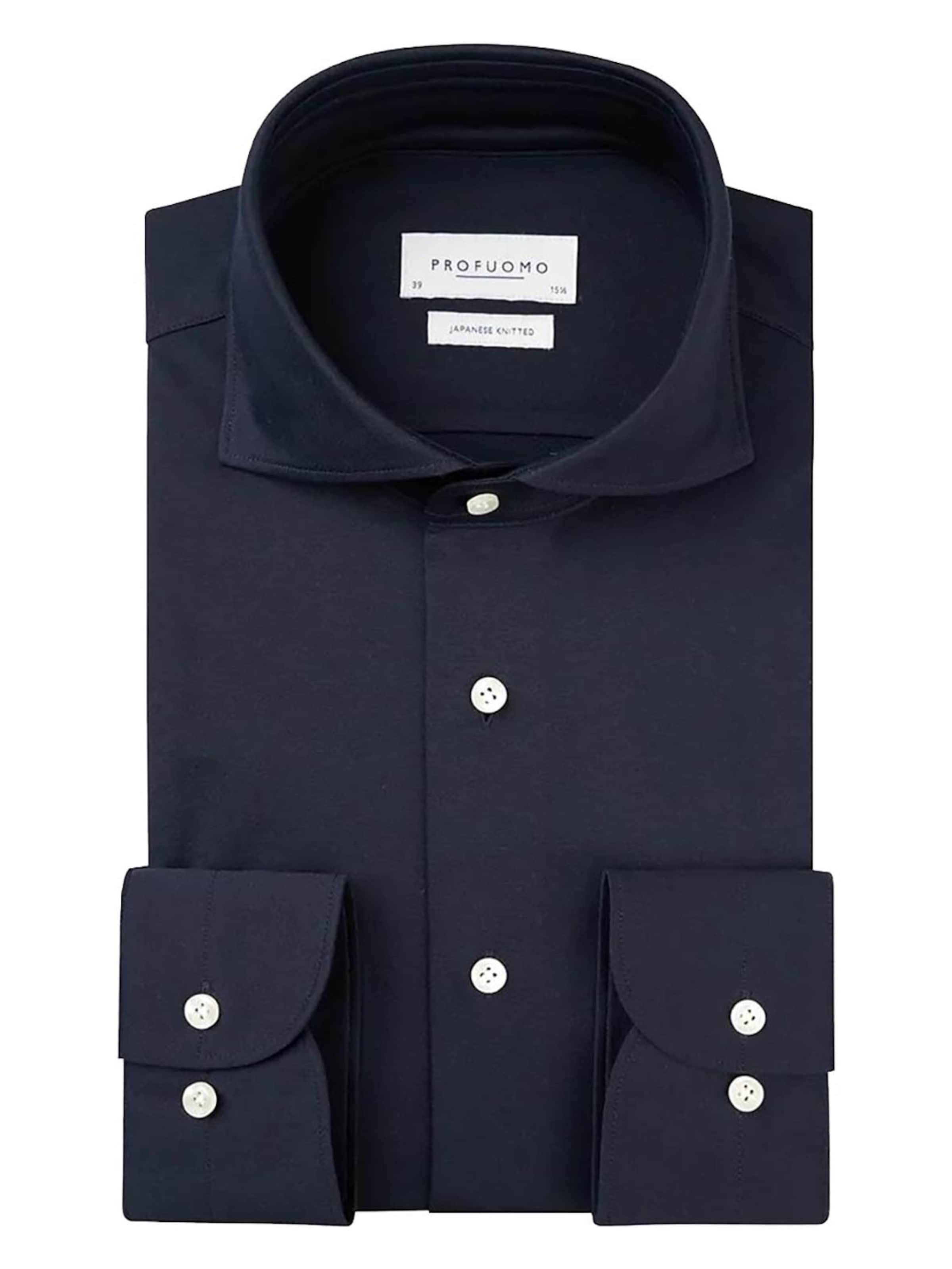 Profuomo Button Up Shirt 'Japanese Knitted' in Blue: front