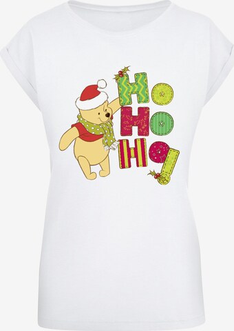 ABSOLUTE CULT Shirt 'Winnie The Pooh - Ho Ho Ho Scarf' in Wit: voorkant