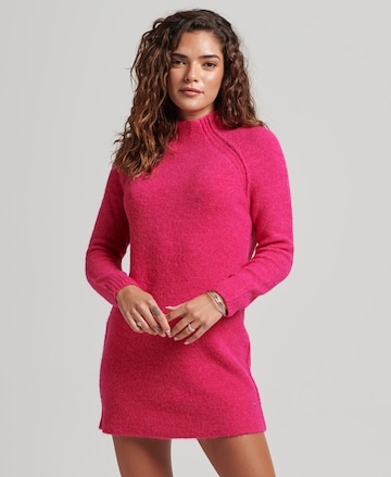 Superdry Gebreide jurk in Roze: voorkant