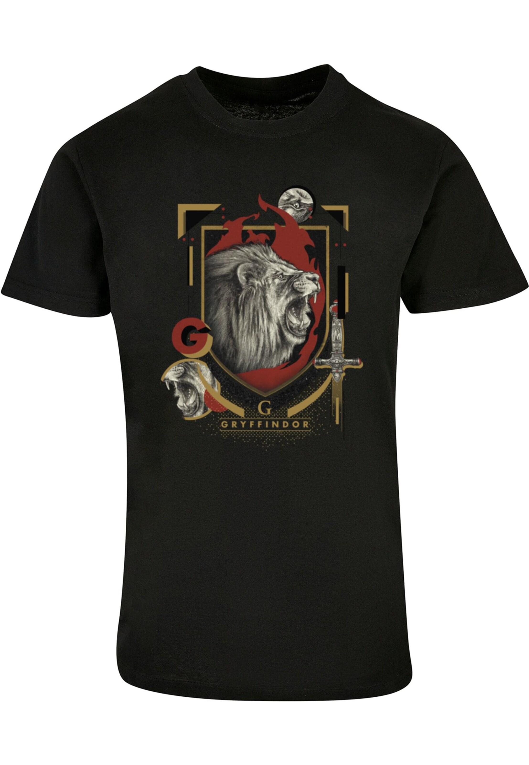 ABSOLUTE CULT Shirt 'Harry Potter - Gryffindor Shield' in Black: front