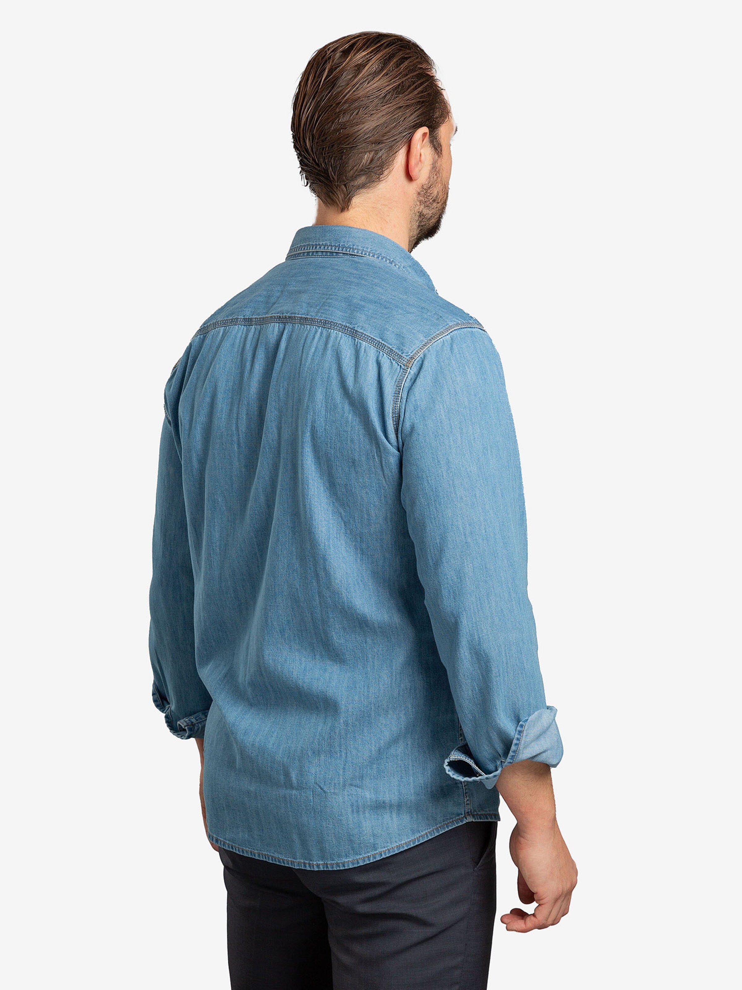 Checker Regular fit Overhemd ' Dynasty Denim ' in Blauw