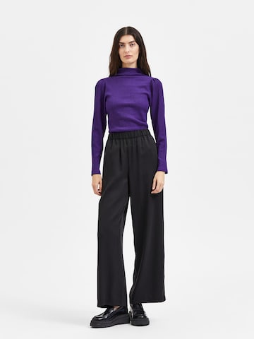 SELECTED FEMME - Pierna ancha Pantalón en negro