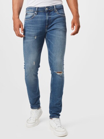 Calvin Klein Jeans Slimfit Jeans in Blauw: voorkant