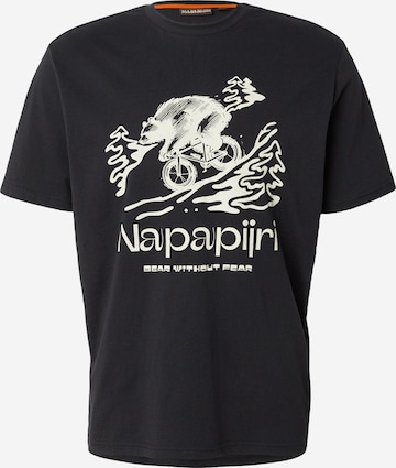 Tricou 'S-CABIN' de la NAPAPIJRI pe negru: față