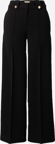 Oasis Wide leg Pleat-Front Pants in Black: front