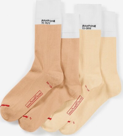Pantone made by MuseARTa Chaussettes 'Pastel' en nude / noisette / blanc, Vue avec produit