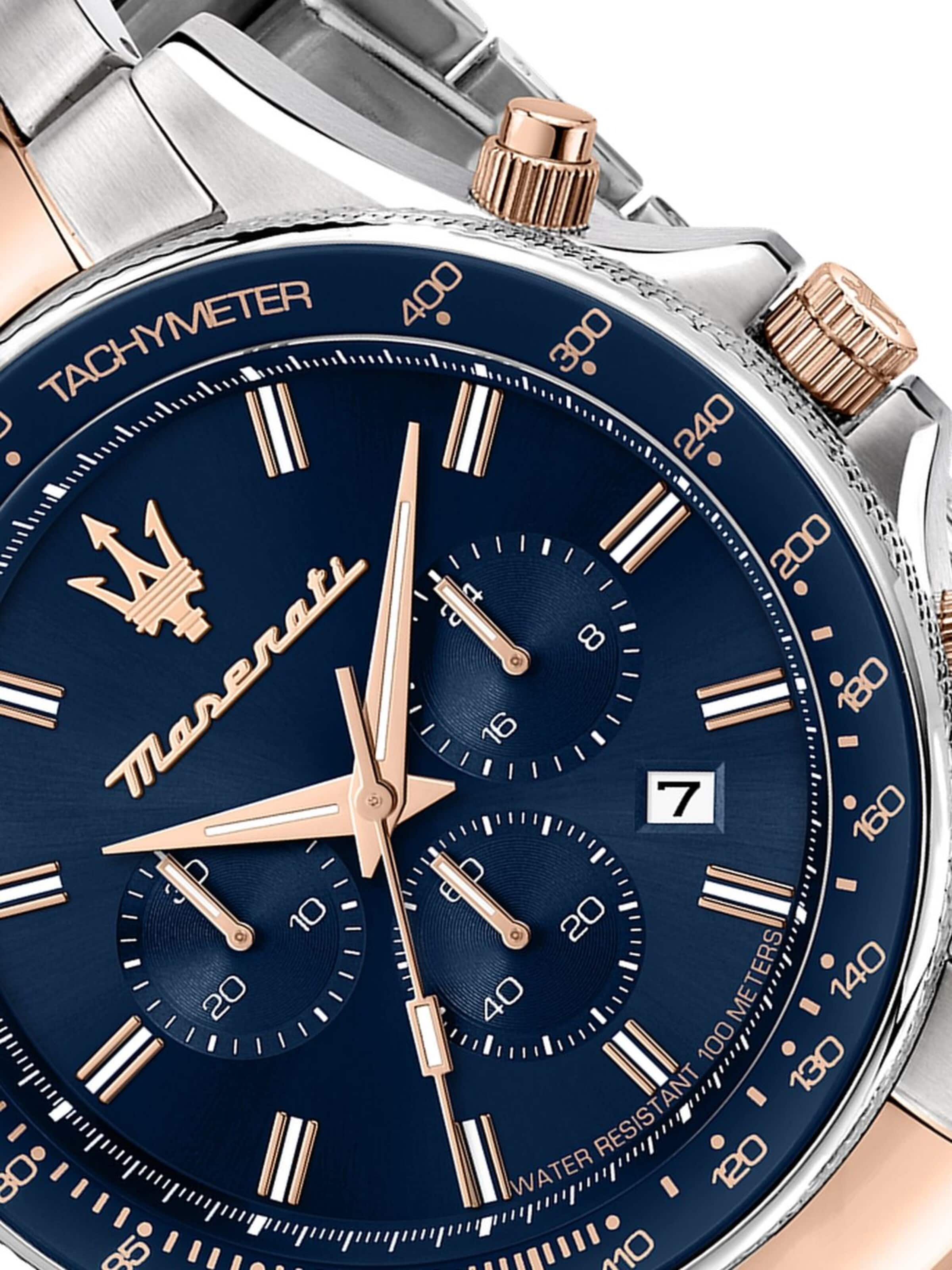 Montre à affichage analogique Maserati en argent