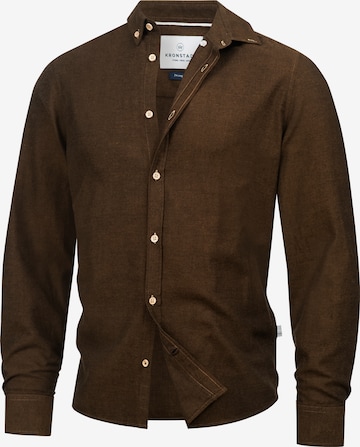 Kronstadt Button Up Shirt 'Johan Diego' in Brown: front