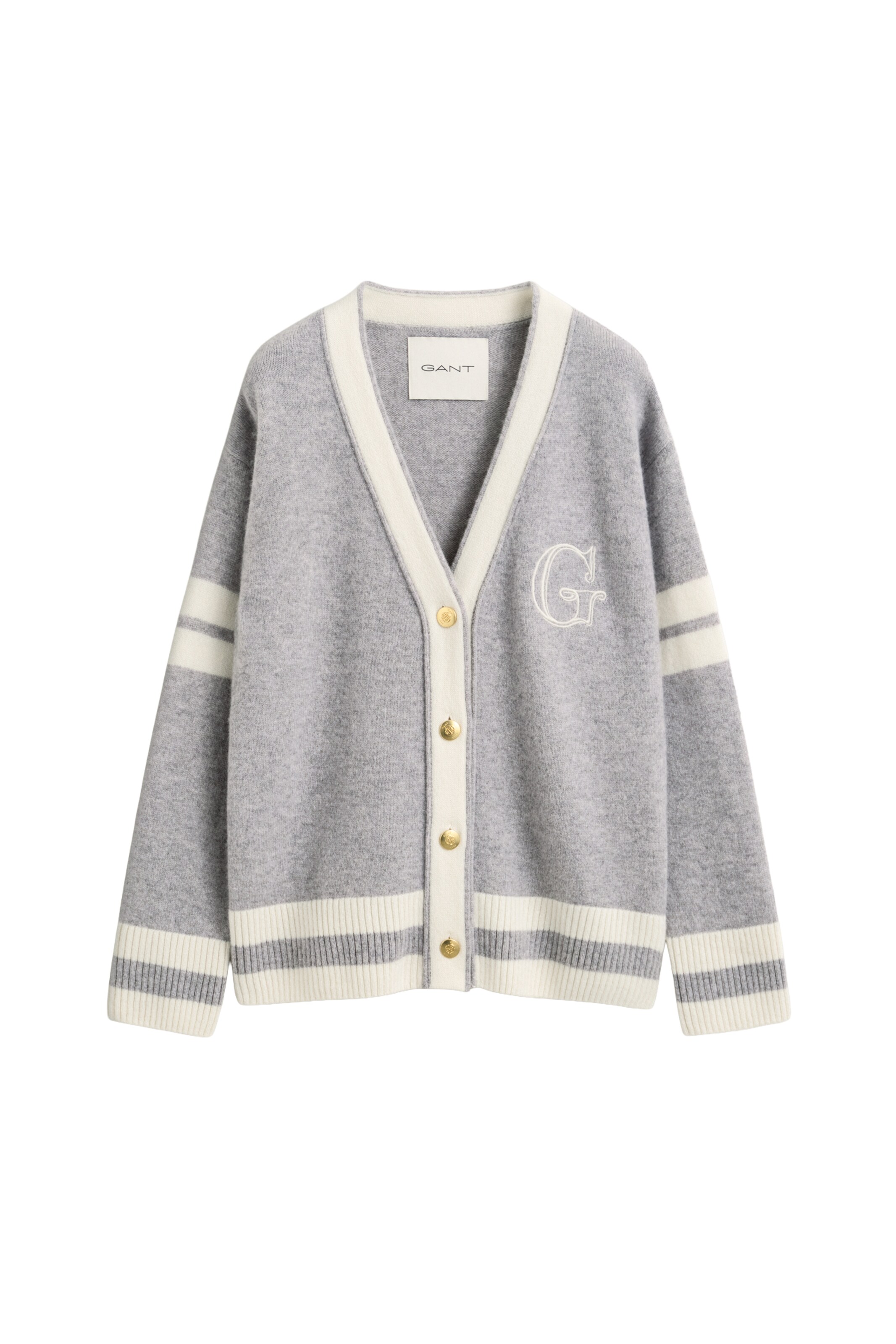 GANT Strickjacke 'VARISTY' in Grau: Vorderseite