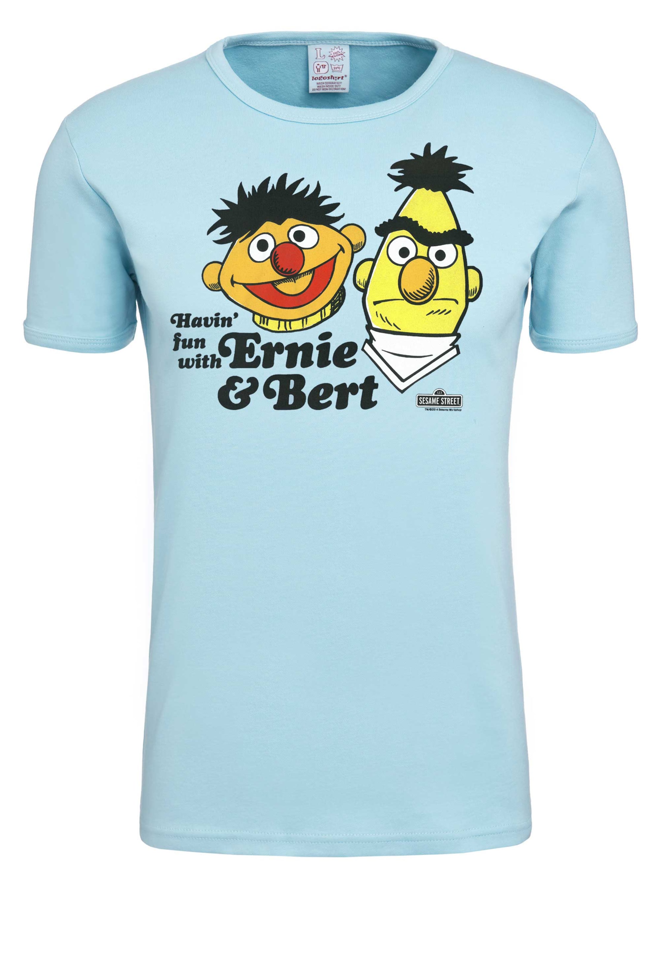 LOGOSHIRT Shirt 'Ernie und Bert' in Blue: front