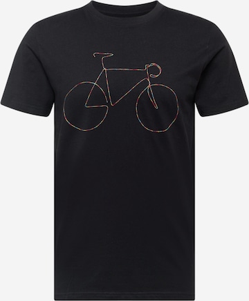 DEDICATED. Shirt 'Stockholm Rainbow Bicycle' in Zwart: voorkant