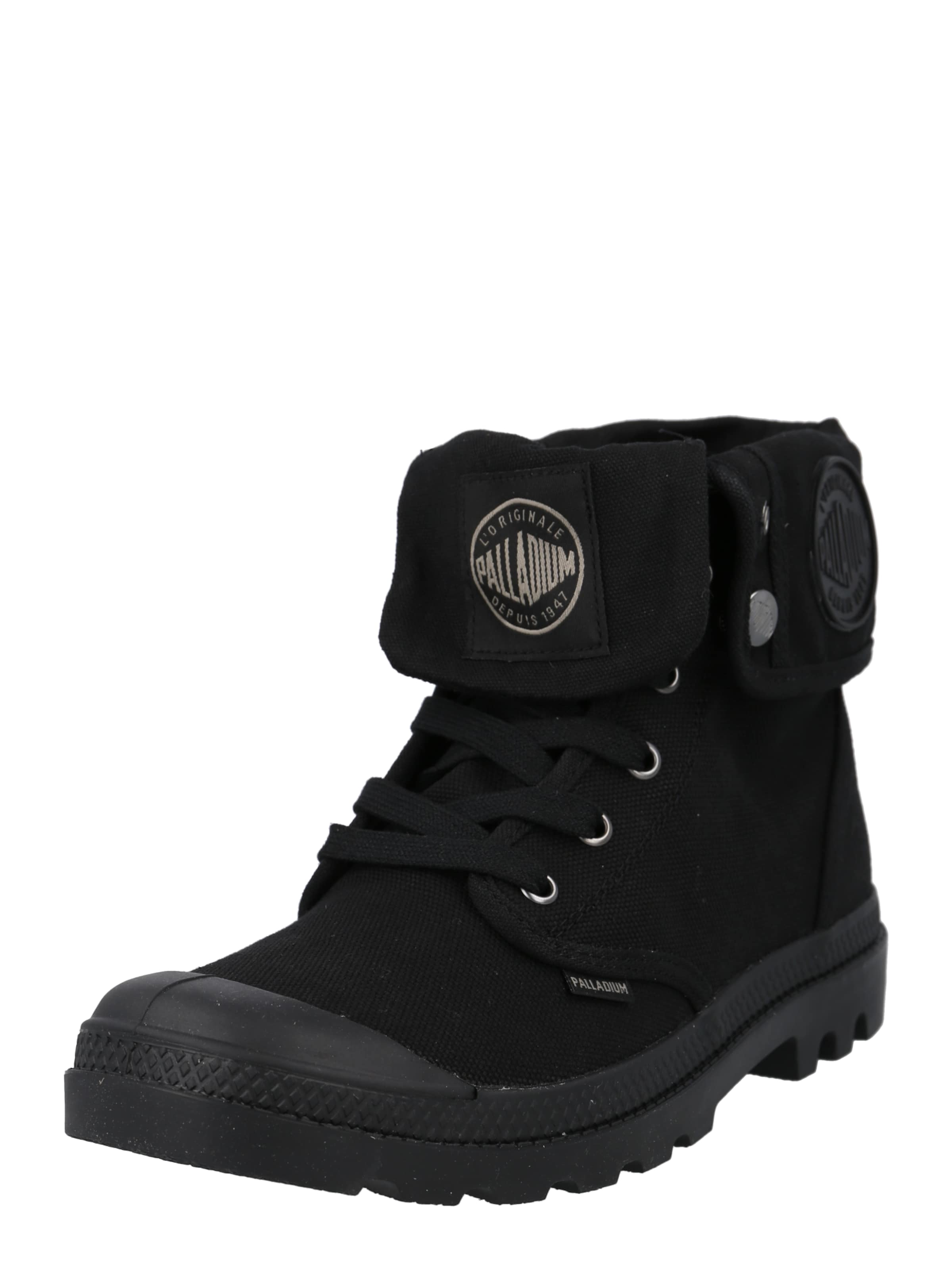 Bocanci cu șireturi 'BAGGY' de la Palladium pe negru: față