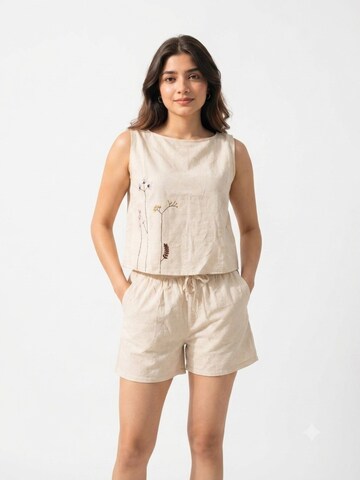 smėlio Reich Couture Naminis kostiumas 'Crop Top and Short set': priekis