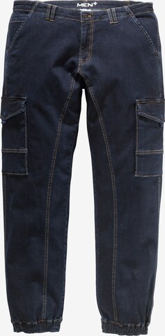 Men Plus Regular Cargo Jeans in Blue: front