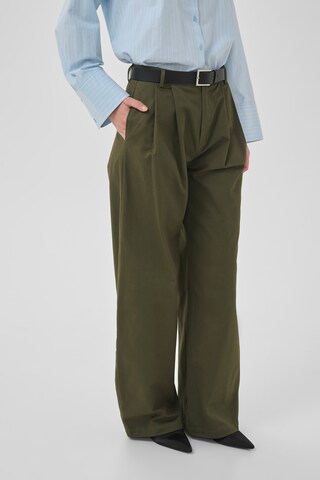 My Essential Wardrobe - Loosefit Calças com pregas 'Gisva' em verde: frente