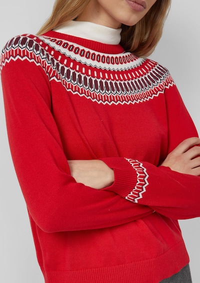 s.Oliver Pull-over en rouge / lie de vin / noir / blanc, Vue avec produit