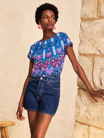 love & roses T-shirt i blå