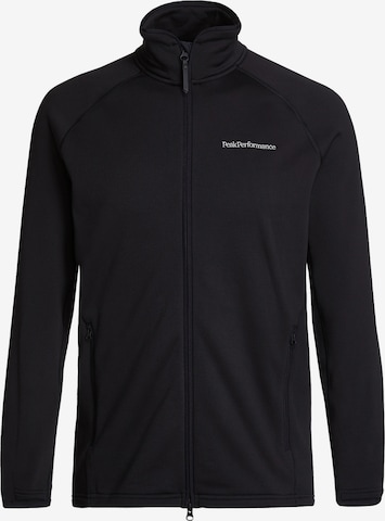 PEAK PERFORMANCE Fleece jas in Zwart: voorkant