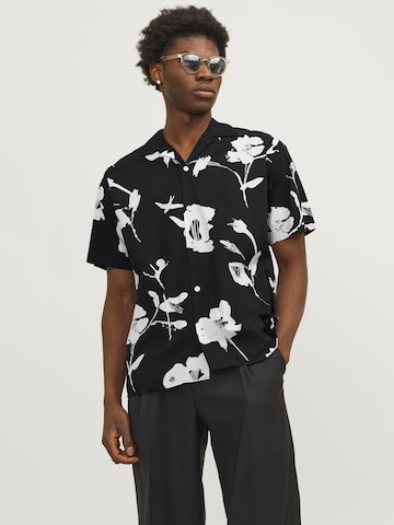 JACK & JONES Comfort fit Overhemd 'Palma Resort' in Zwart: voorkant