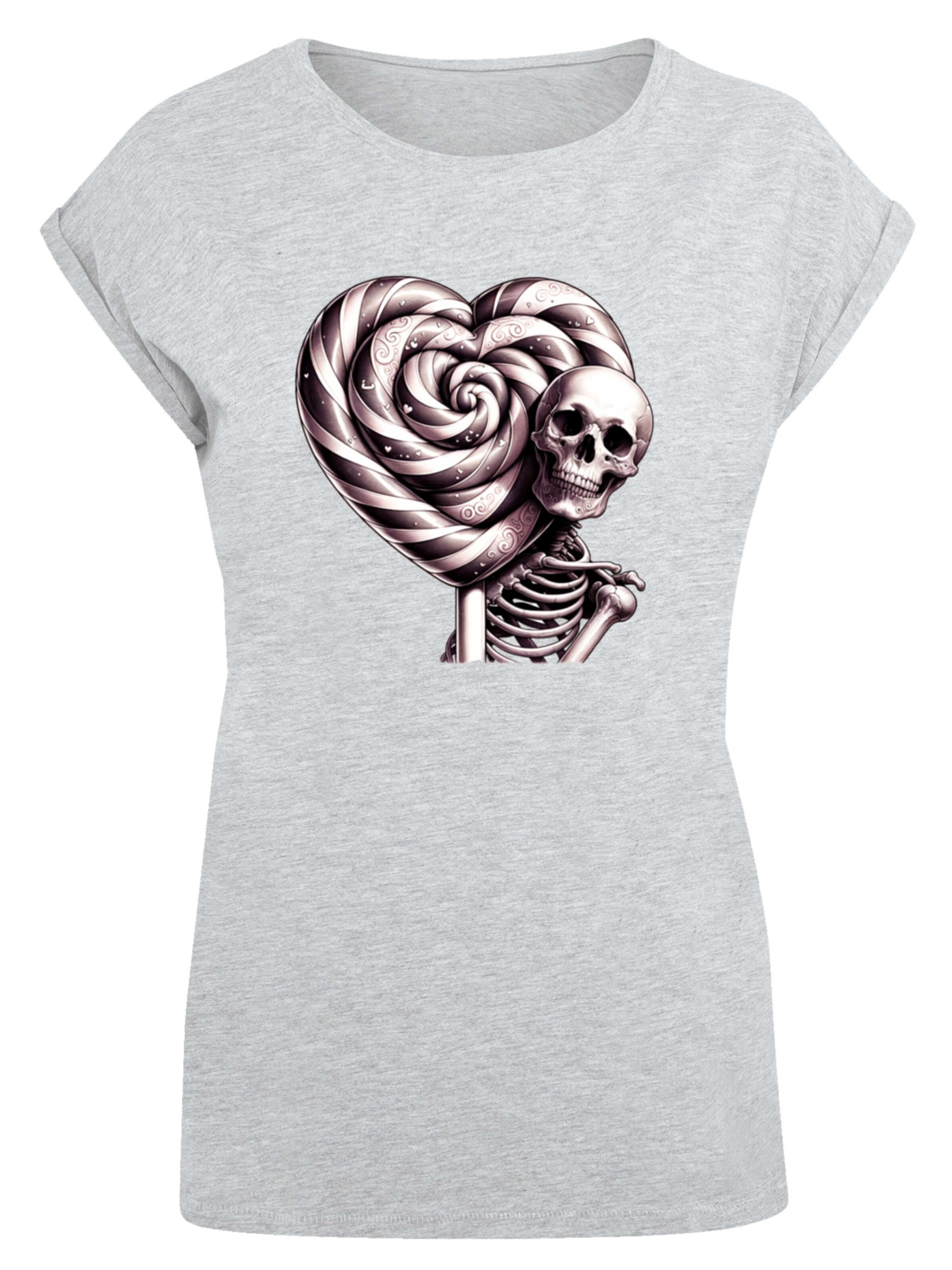 F4NT4STIC Shirt 'Süße Süßigkeiten Herzform Liebe' in Grijs: voorkant