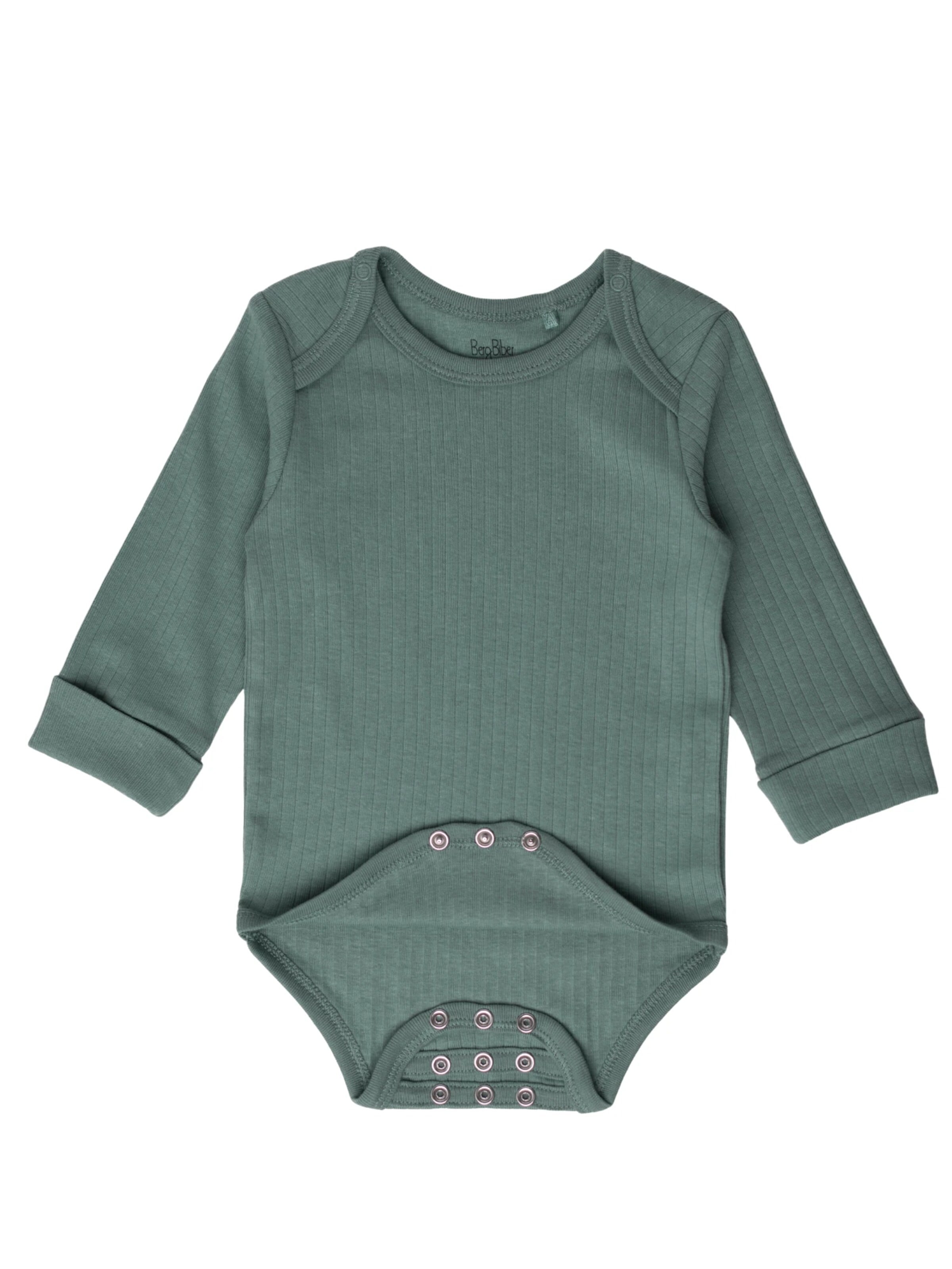 BergBiber Romper/Bodysuit 'Langarm Body AVA (mitwachsend)' in Green: front