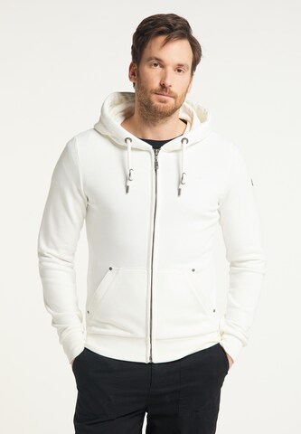 DreiMaster Vintage Zip-Up Hoodie in White: front