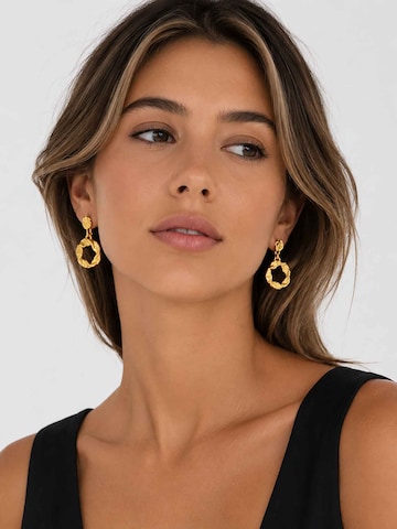 RteRme - Pendientes 'Twisted Gold Hoop Drop Earrings' en oro: frente